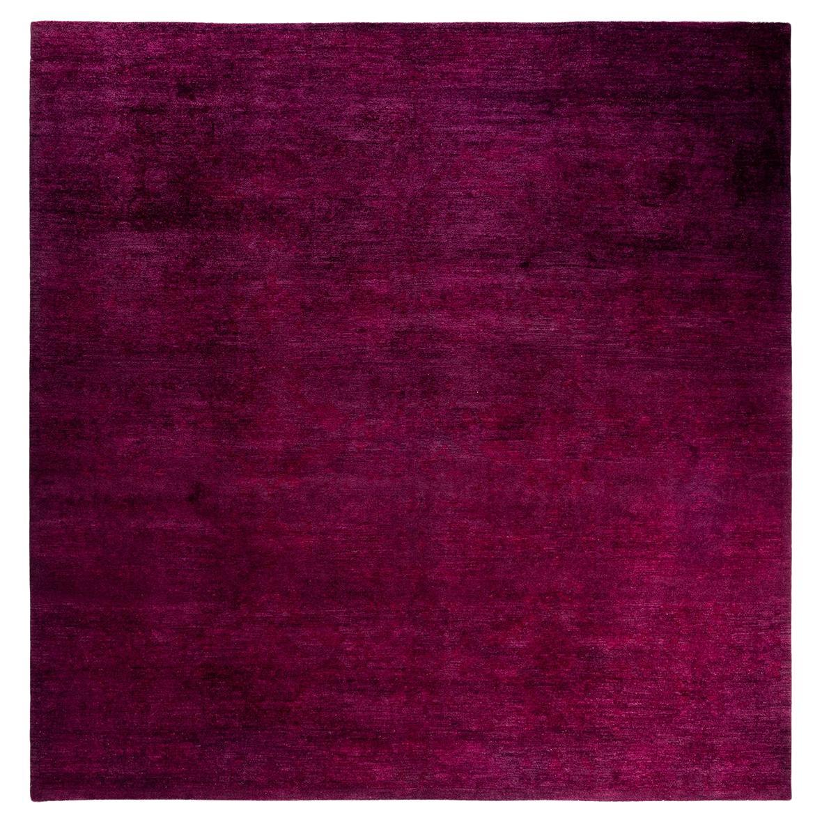 Contemporary Overdyed Hand Knotted Wool Red Area Rug