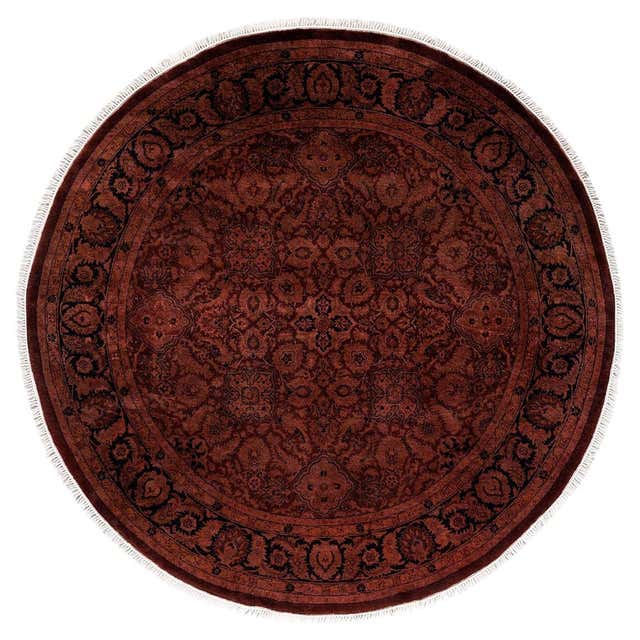 Contemporary Overdyed Hand Knotted Wool Red Round Area Rug For Sale at ...