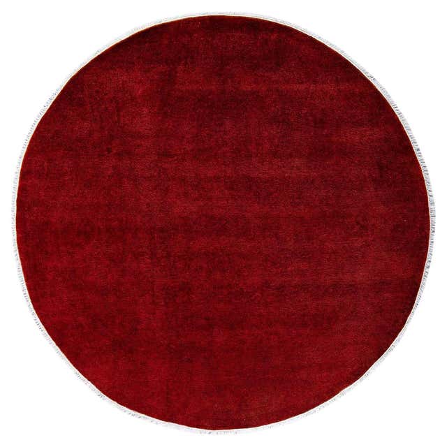 Contemporary Overdyed Hand Knotted Wool Red Round Area Rug For Sale at ...