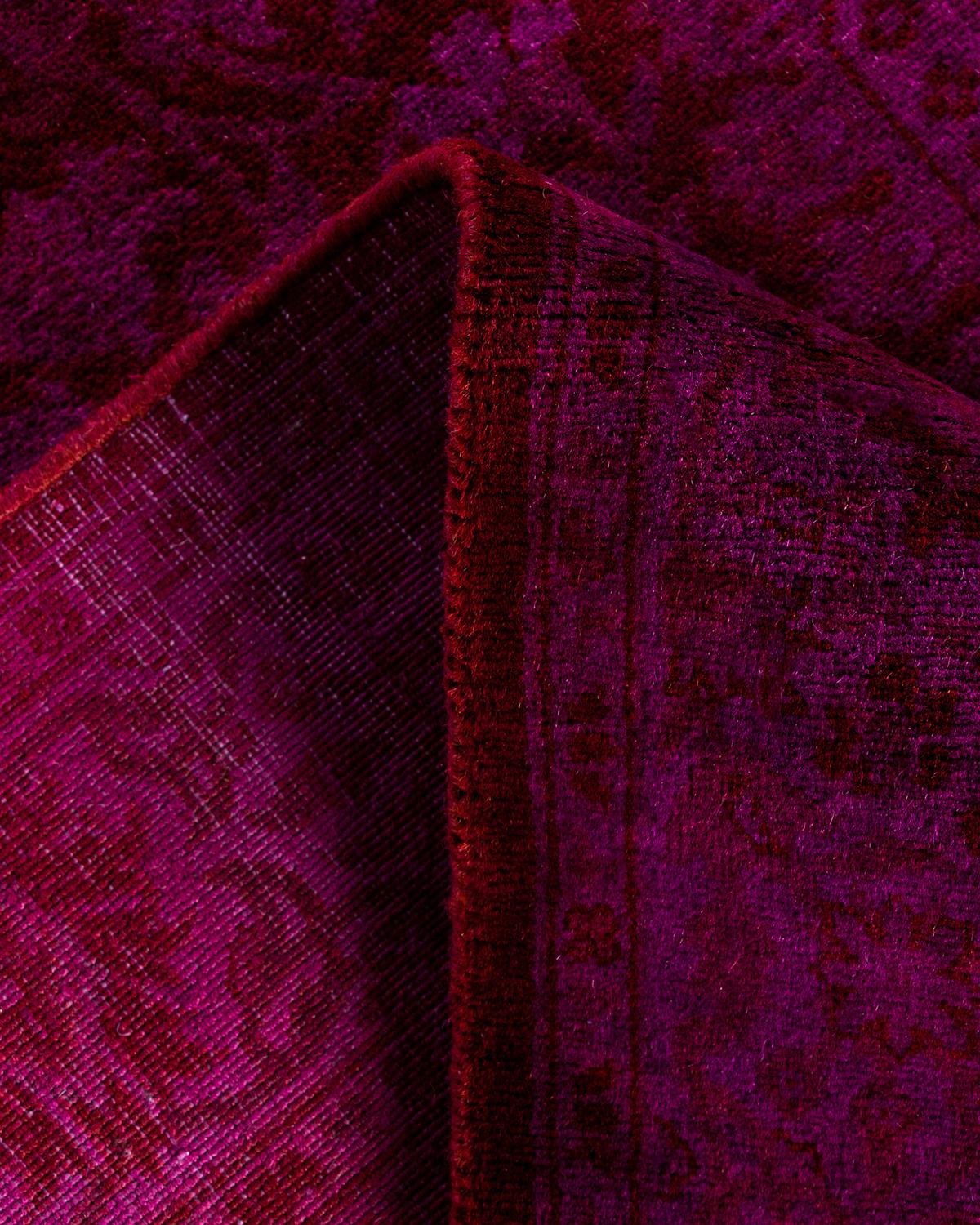 Lana Contemporary Runner rosso in lana sovratinto e annodato a mano 2' 7