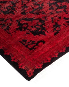 Contemporary Overdyed Hand Knotted Wool Red Runner