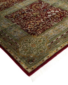 Contemporary Overdyed Hand Knotted Wool Red Runner