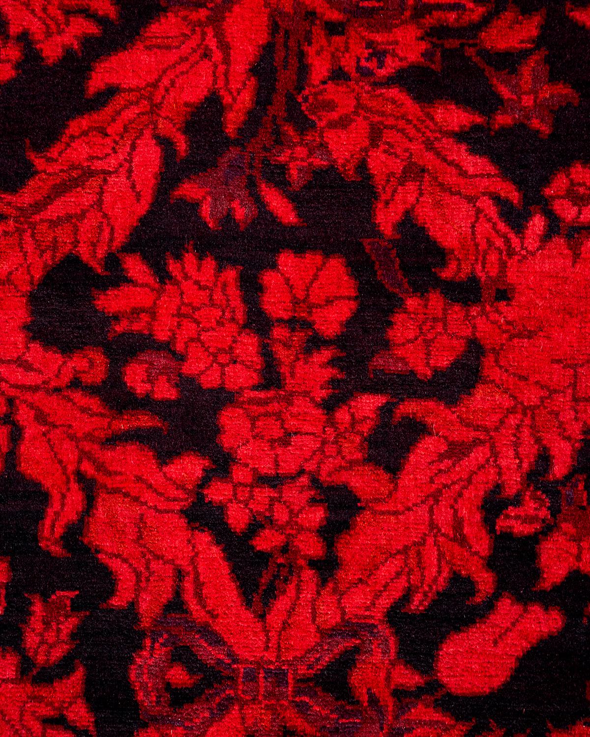 Contemporary Overdyed Hand Knotted Wool Red Runner (Pakistanisch) im Angebot