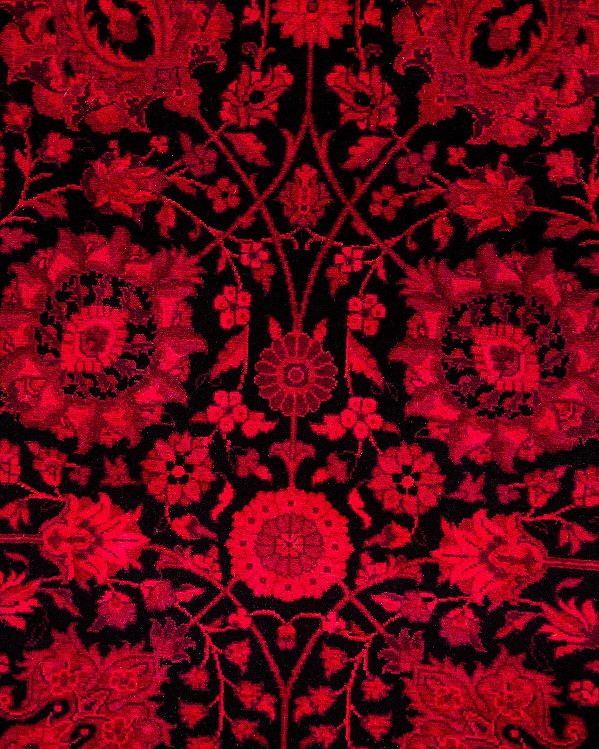 Contemporary Overdyed Hand Knotted Wool Red Runner (Pakistanisch) im Angebot