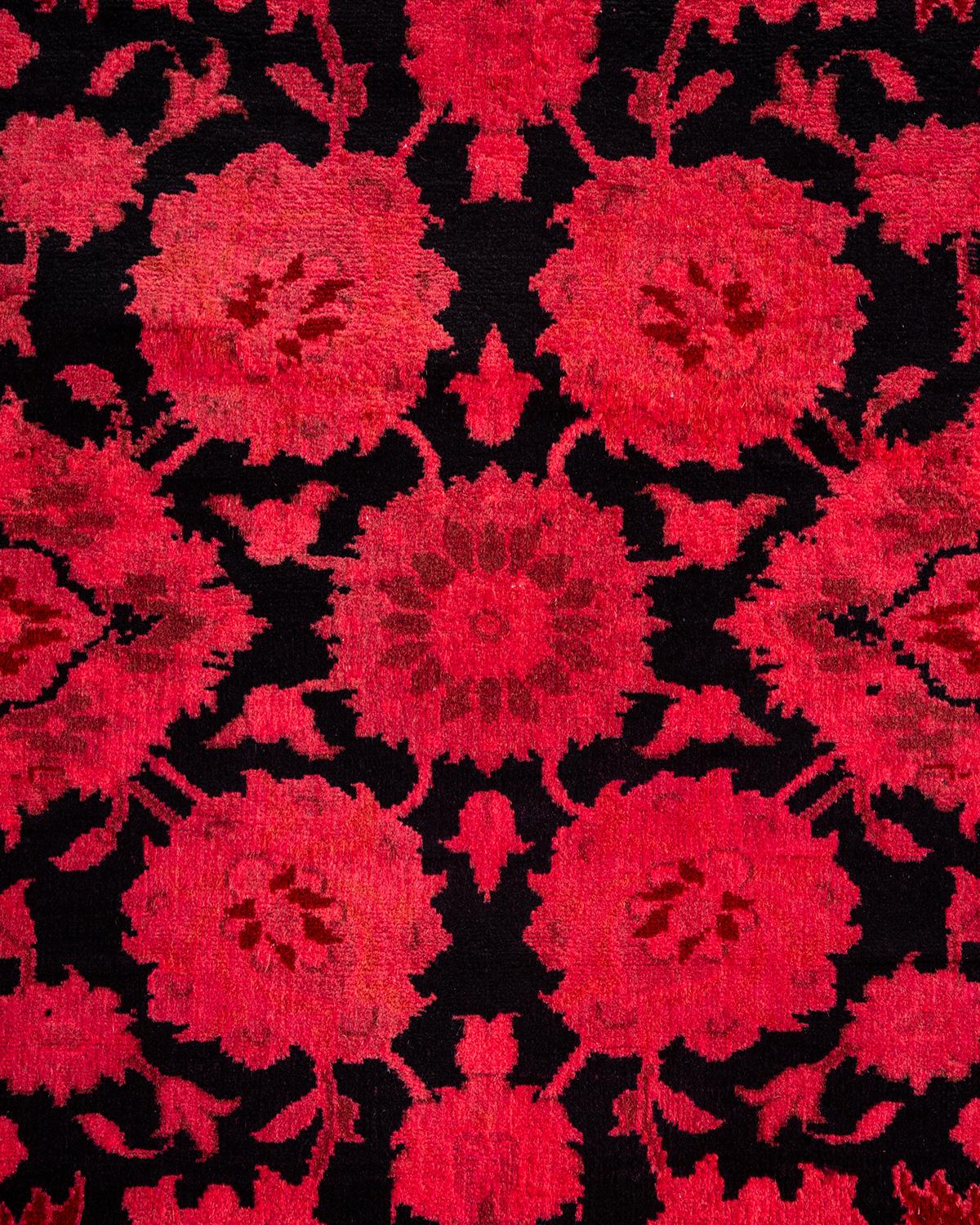Contemporary Overdyed Hand Knotted Wool Red Runner (Pakistanisch) im Angebot