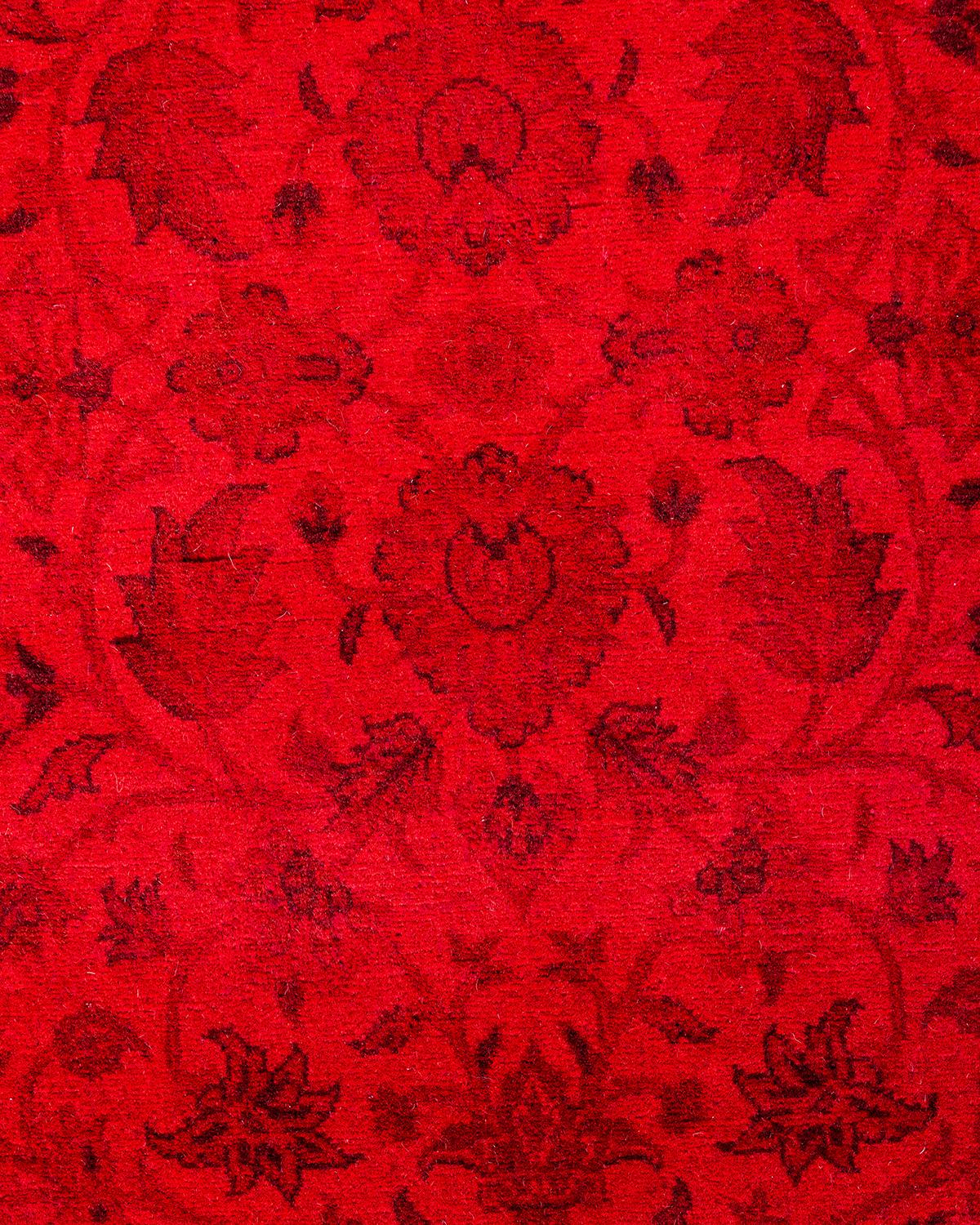 Contemporary Overdyed Hand Knotted Wool Red Runner (Pakistanisch) im Angebot