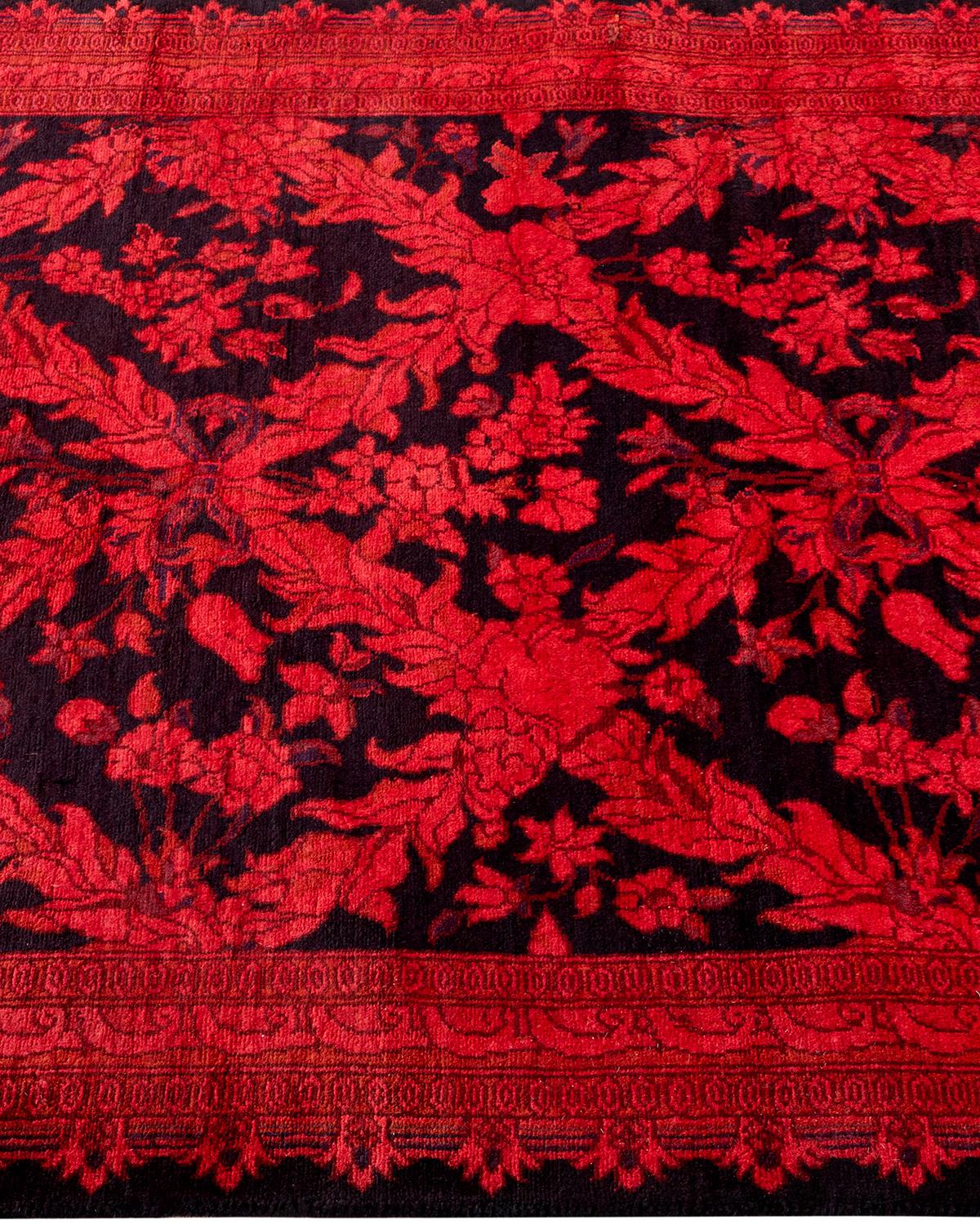 Contemporary Overdyed Hand Knotted Wool Red Runner im Zustand „Neu“ im Angebot in Norwalk, CT