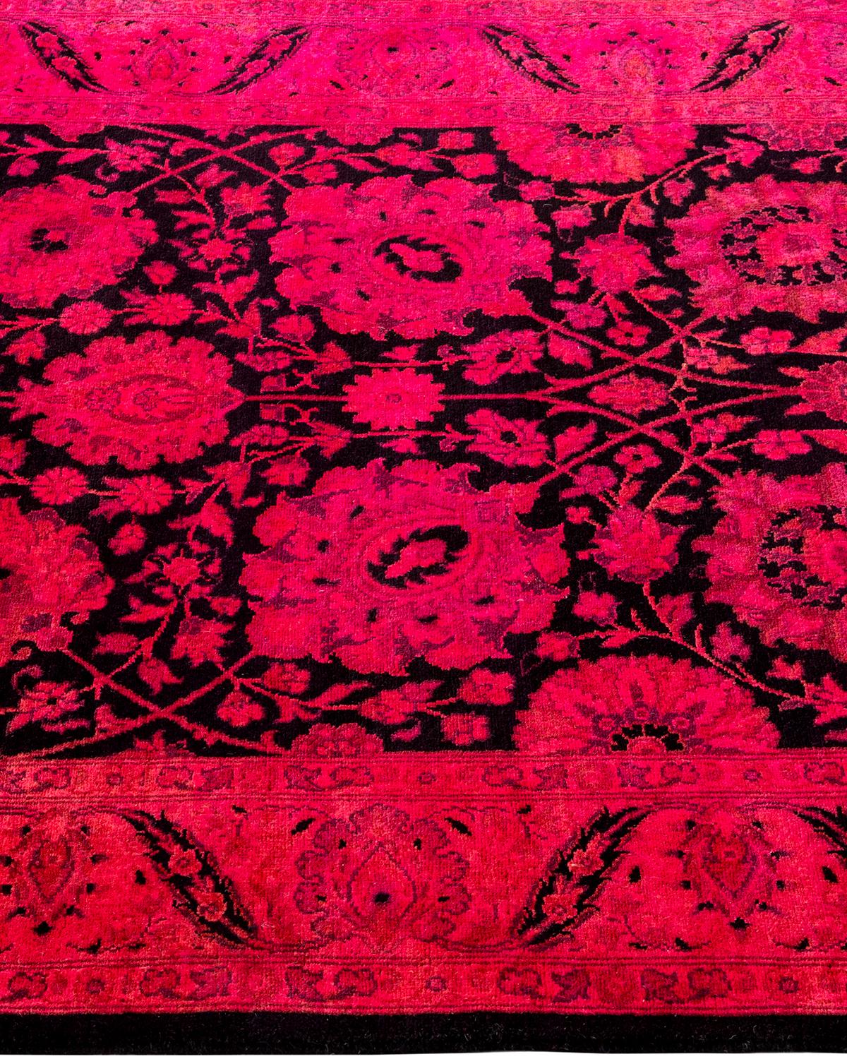 Contemporary Overdyed Hand Knotted Wool Red Runner im Zustand „Neu“ im Angebot in Norwalk, CT