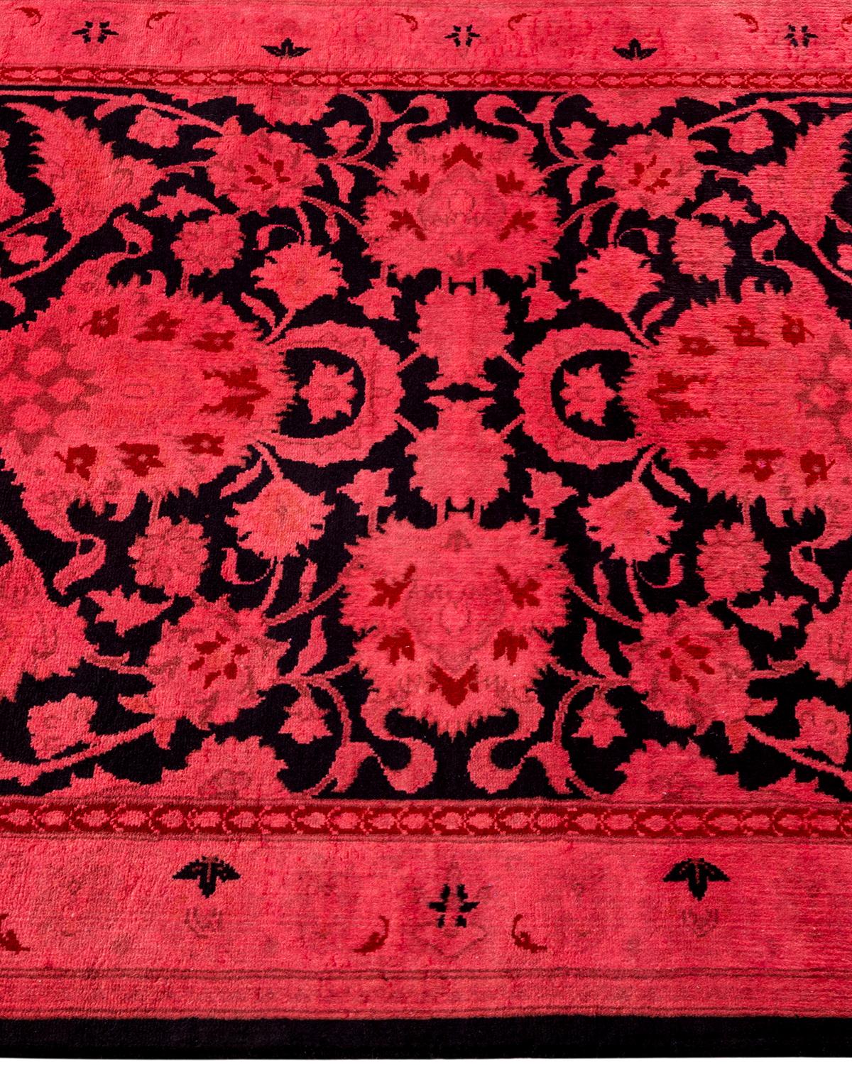 Contemporary Overdyed Hand Knotted Wool Red Runner im Zustand „Neu“ im Angebot in Norwalk, CT