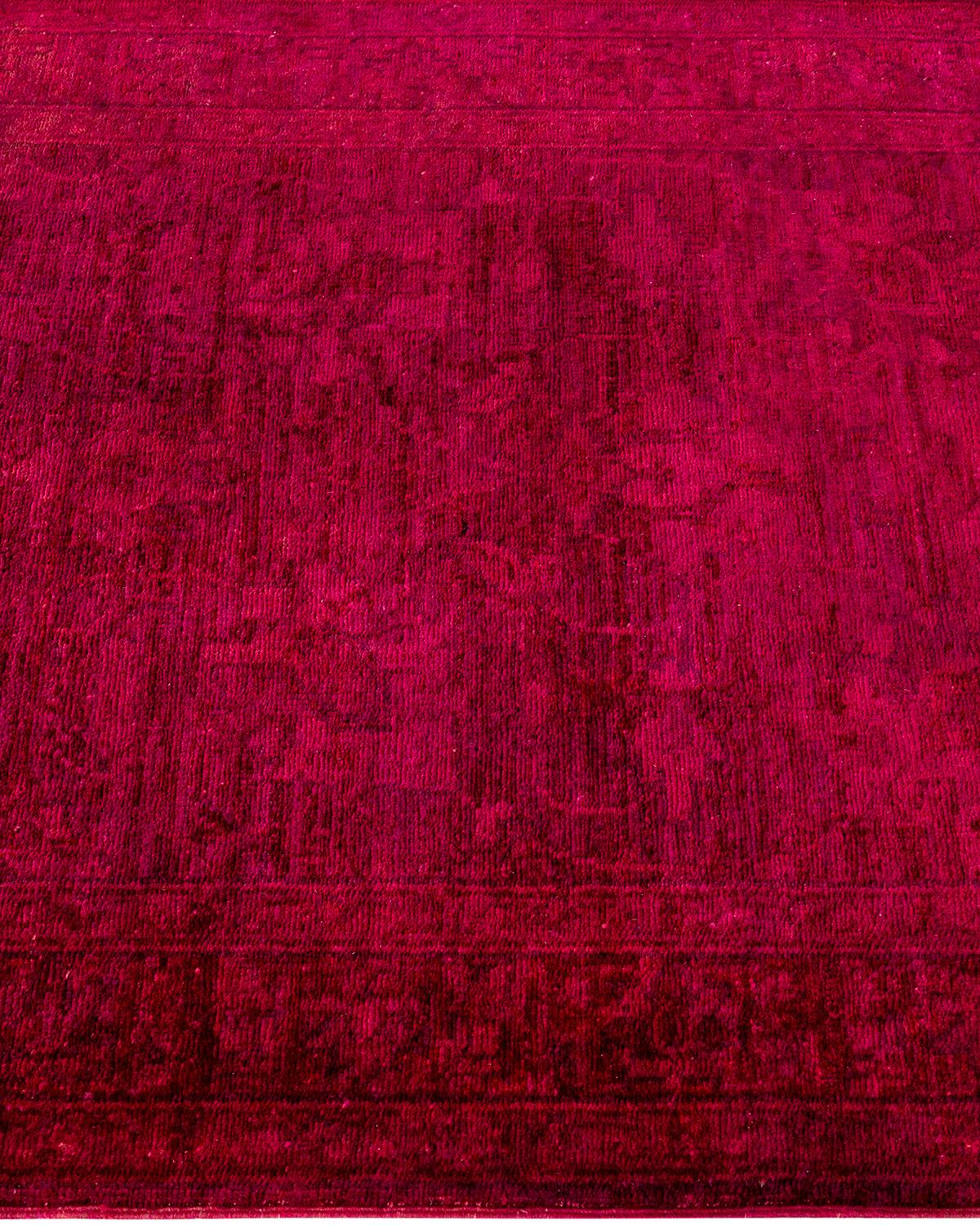 Contemporary Overdyed Hand Knotted Wool Red Runner In New Condition For Sale In Norwalk, CT