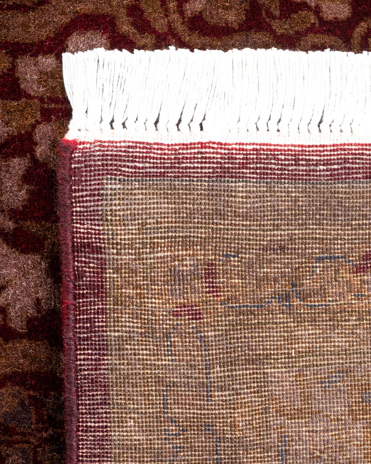XXIe siècle et contemporain Chemin de table contemporain en laine surteinte nouée à la main rouge en vente