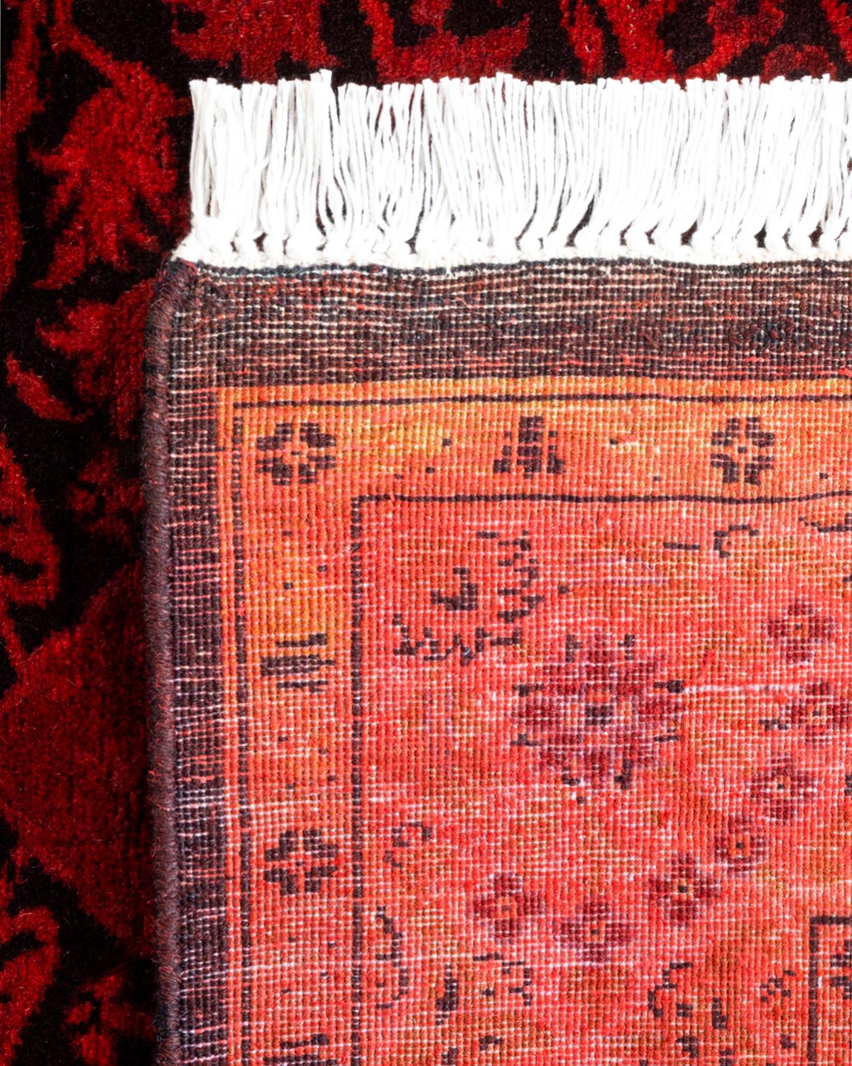 Contemporary Overdyed Hand Knotted Wool Red Runner (21. Jahrhundert und zeitgenössisch) im Angebot