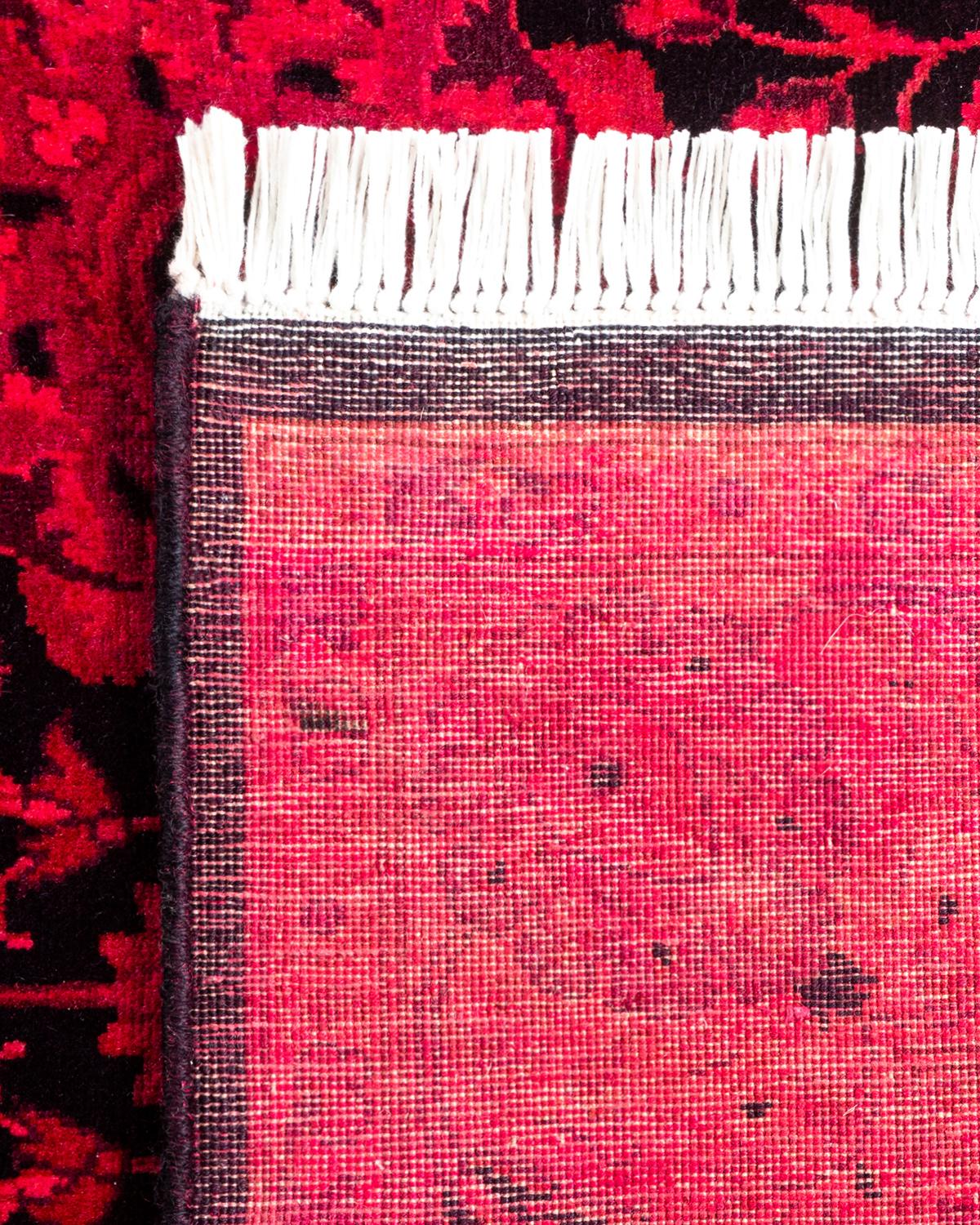 Contemporary Overdyed Hand Knotted Wool Red Runner (21. Jahrhundert und zeitgenössisch) im Angebot