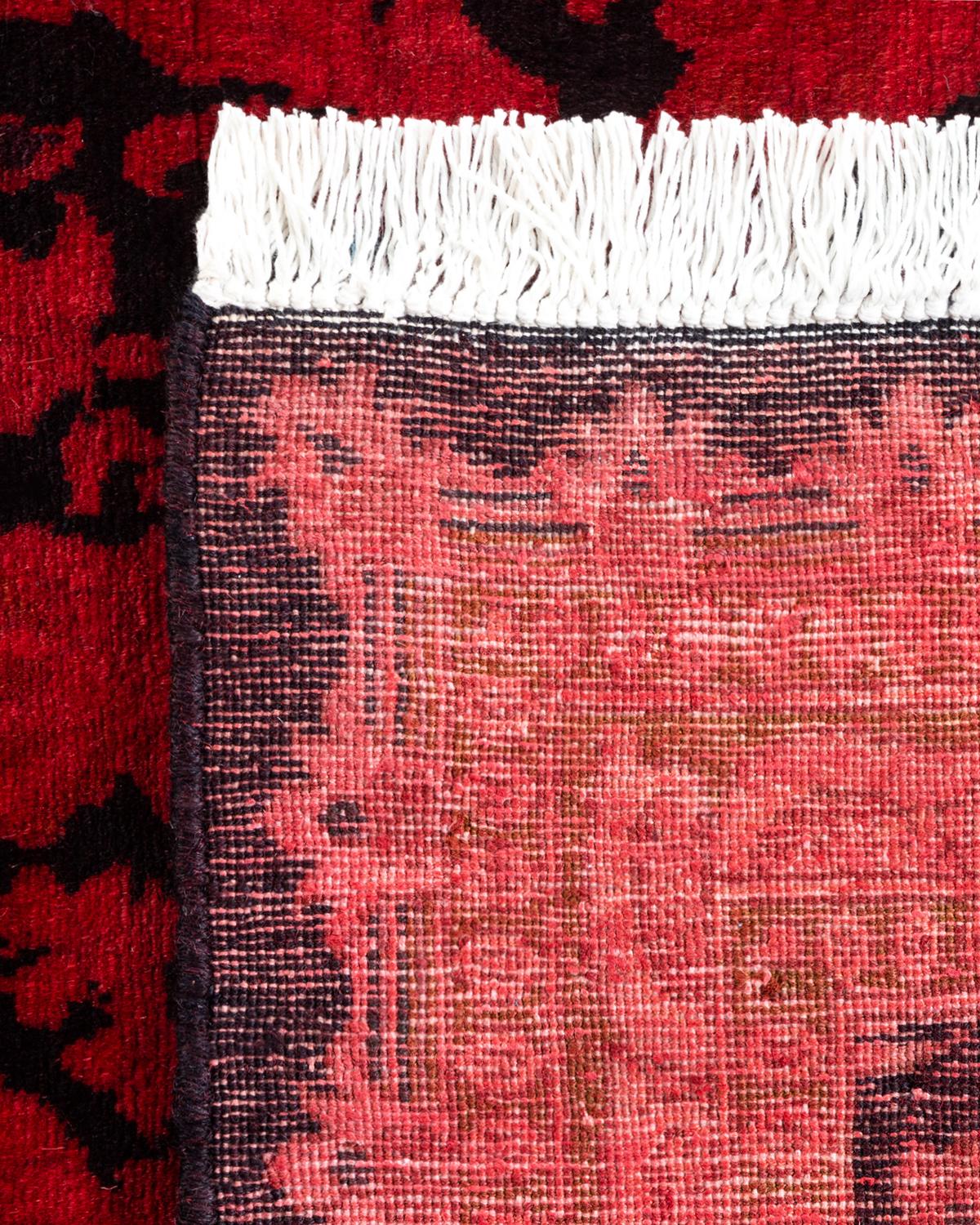 Contemporary Overdyed Hand Knotted Wool Red Runner (21. Jahrhundert und zeitgenössisch) im Angebot