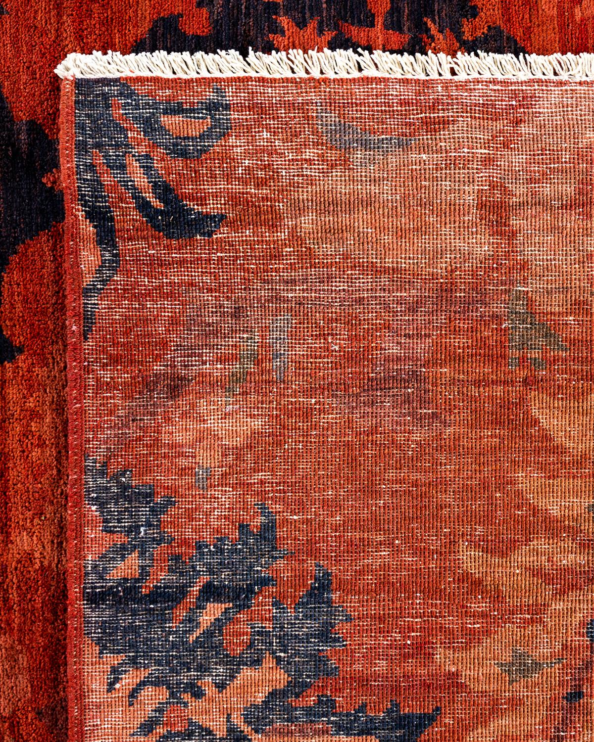 XXIe siècle et contemporain Tapis de sol Contemporary en laine surteinte nouée à la main Rust en vente