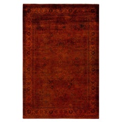 Contemporary Overdyed Hand Knotted Wool Rust Area Rug