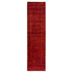 Contemporary Overdyed Hand Knotted Wool Rust Area Rug