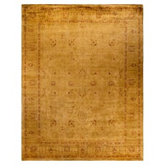 Contemporary Overdyed Hand Knotted Wool Yellow Area Rug