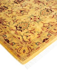 Contemporary Overdyed Hand Knotted Wool Yellow Runner