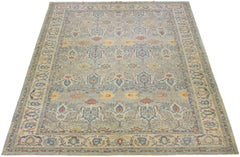 Tapis surdimensionné contemporain en laine Sultanabad bleue avec motif Allover
