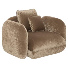 Contemporary Oversized Lounge Chair In Velvet, Ciarmoli Queda Studio