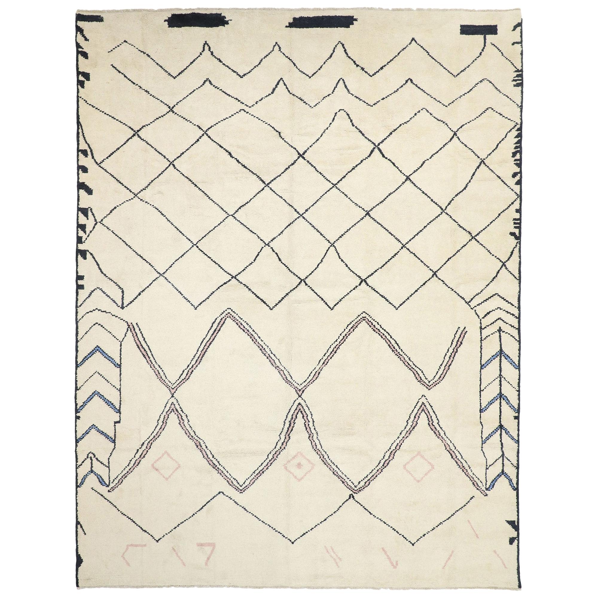 Oversized Modern Moroccan Rug, Cozy Nomad Collides with Tribal Enchantment For Sale