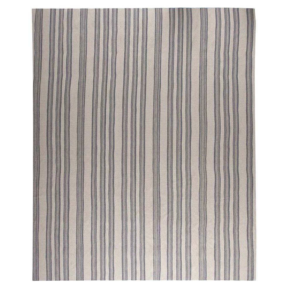 Contemporary Oversized Striped Grey Flat-Weave Rug by Doris Leslie Blau