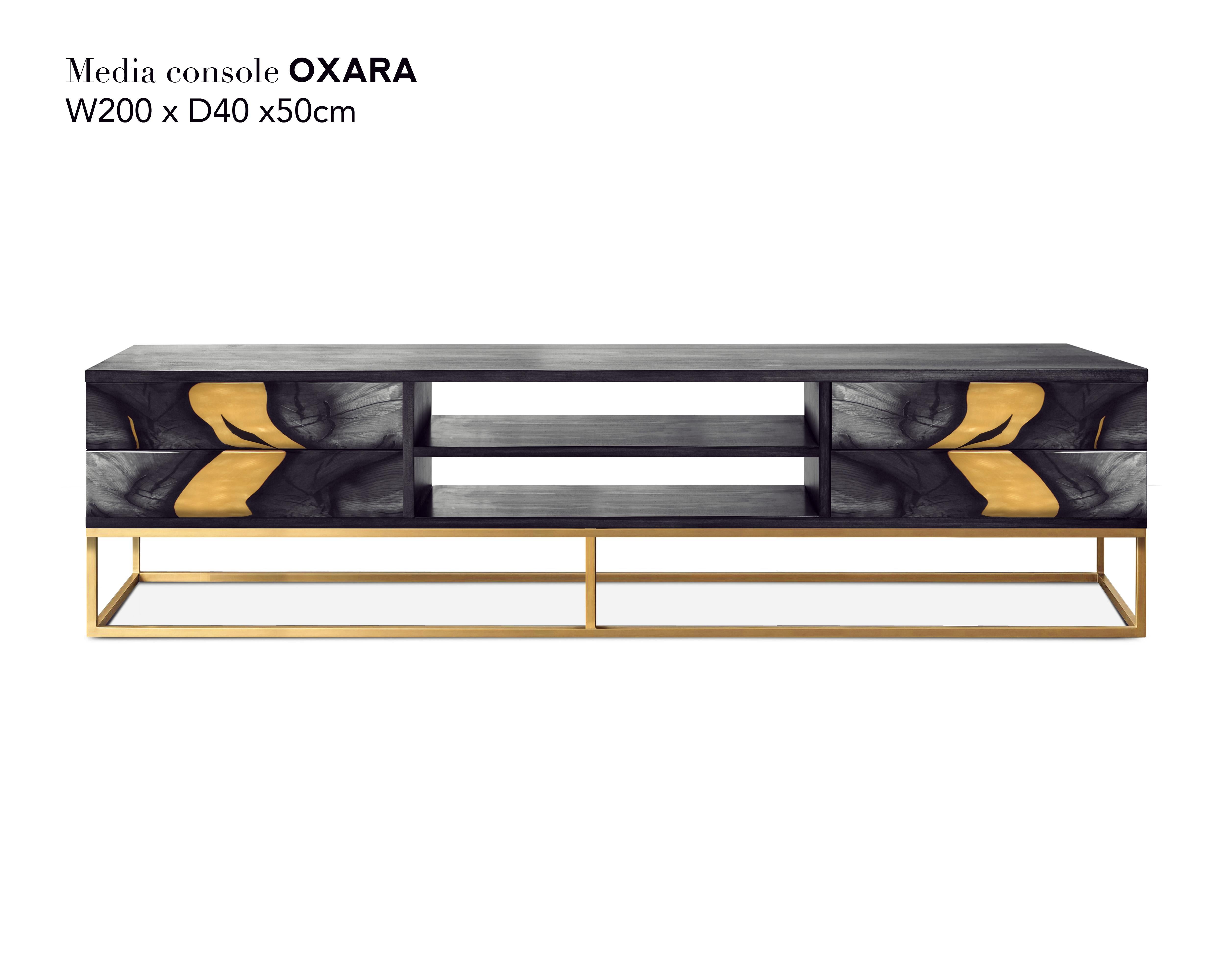 Zeitgenössisches Oxara Handgefertigtes Sideboard oder Anrichte in Messing und Kupfer im Angebot 1