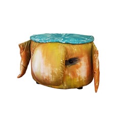 Gaetano Pesce "Amici" Padded Italian Stool in Multi-Color Cotton Ulphostery 2009