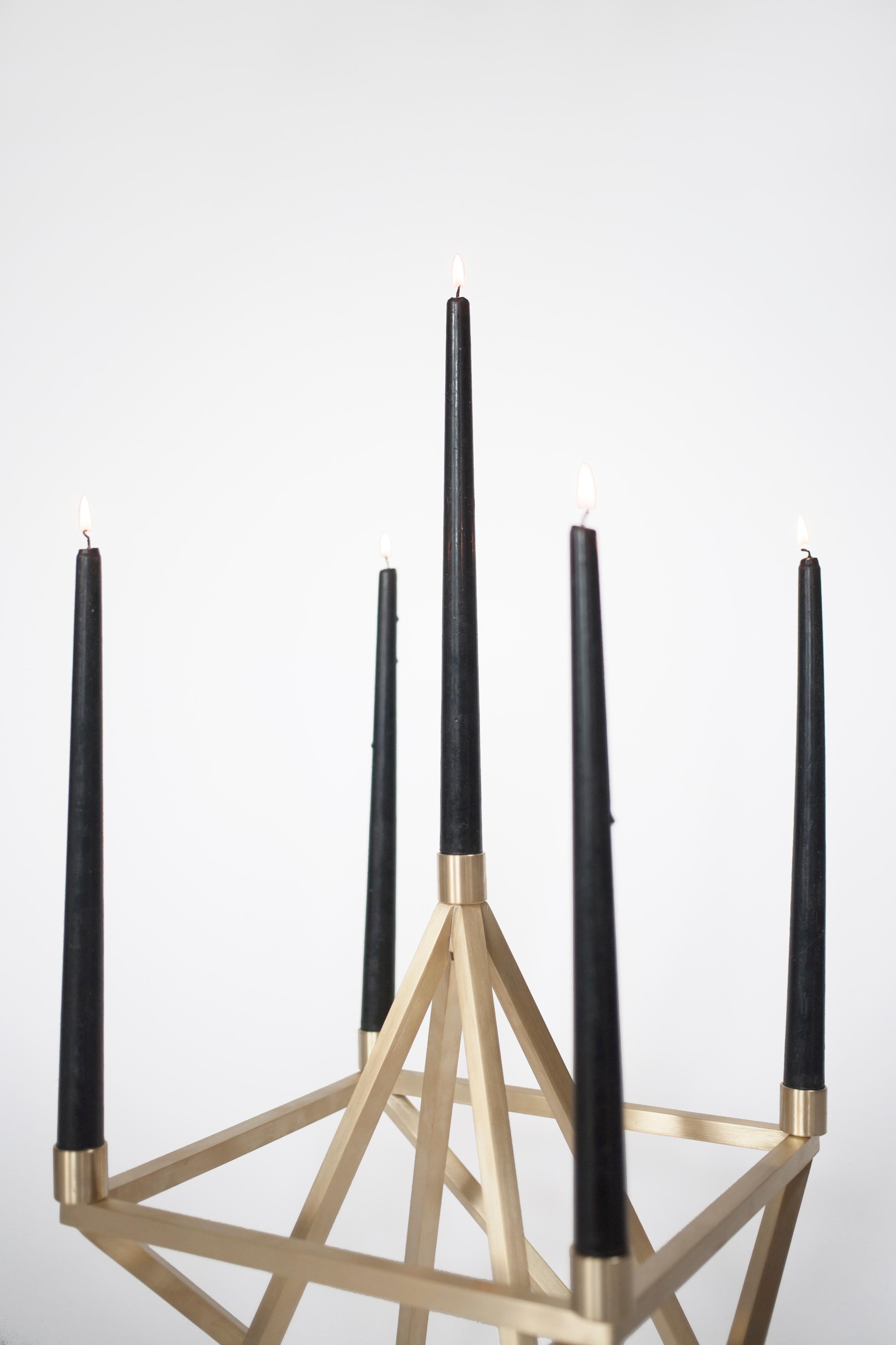 Material Lust [American, b. 1981,1986]
Pagan Candelabra, 2014 
Shown in brushed brass.
Holds five 1