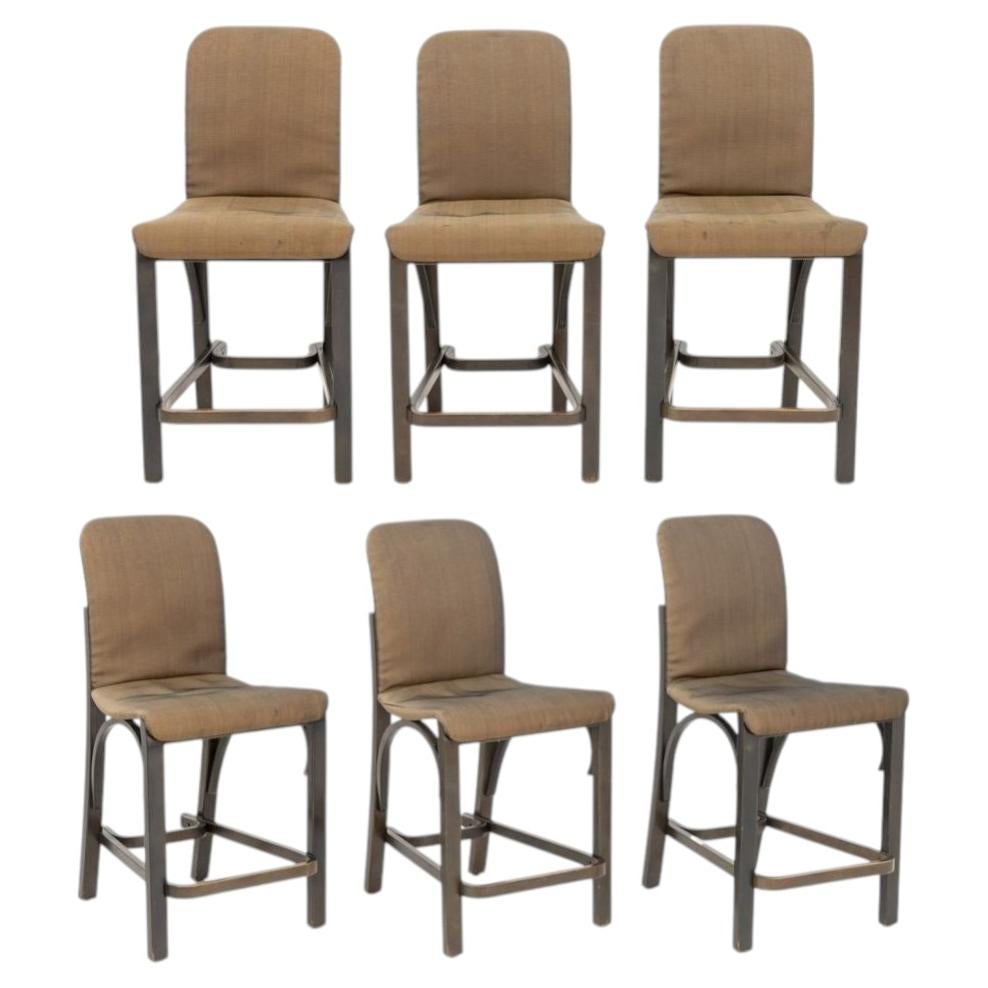 Set of Six Contemporary Painted Wood Counter Stools, Upholstered For Sale