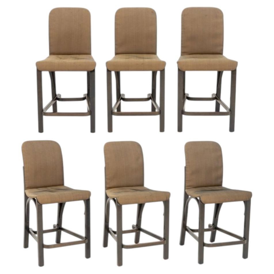 Set of Six Contemporary Painted Wood Counter Stools, Upholstered For Sale