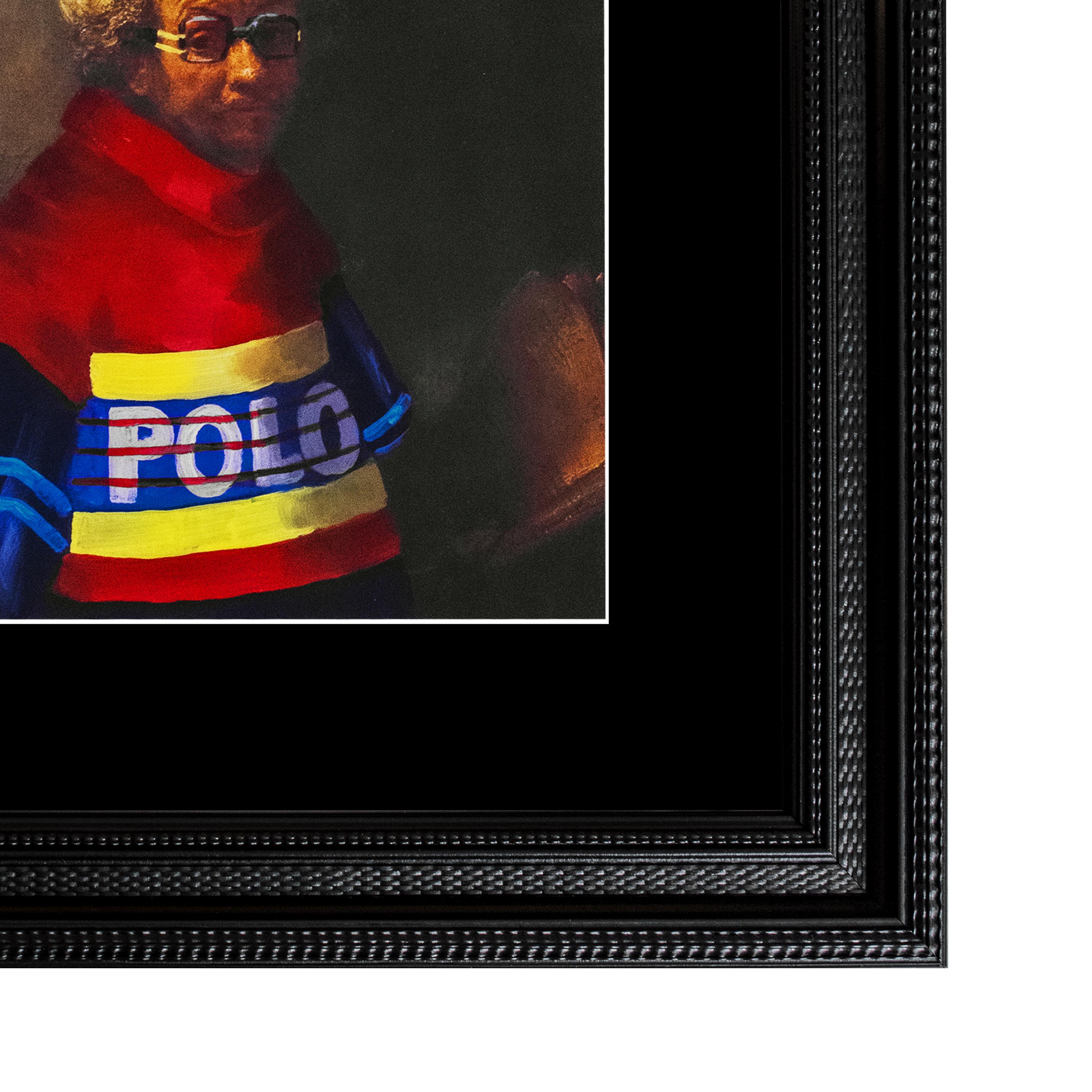 Belongs to the Ralph Lauren collection by Manuel Cruz, in which the artist uses the reproduction on paper from his history books of the painting “Autorretrato como San Pablo” by Rembrandt in which he intervenes with acrylics and reinvents with Ralph