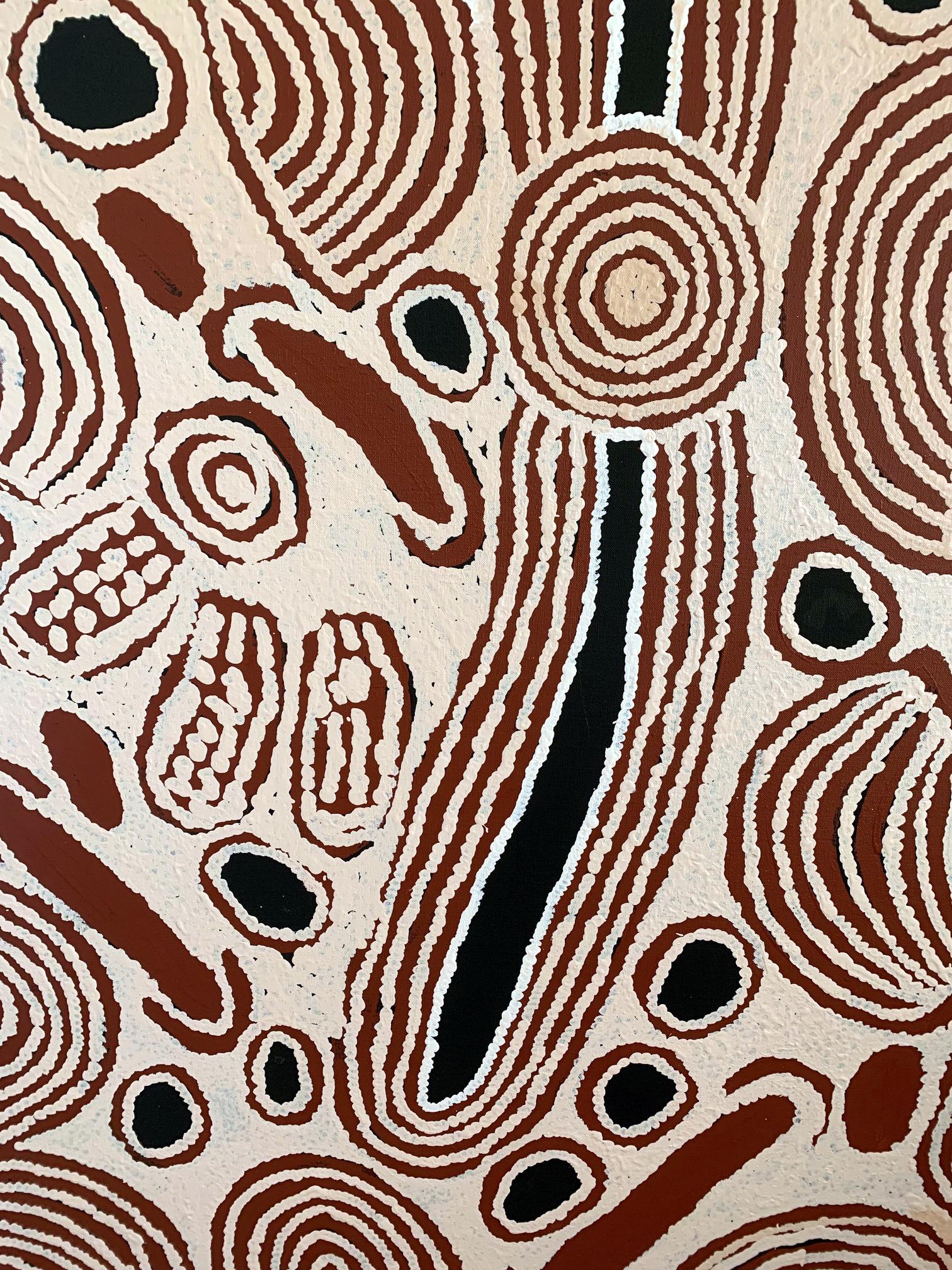 Canvas Contemporary Painting by Australian Aboriginal Artist Ningura Napurrula For Sale