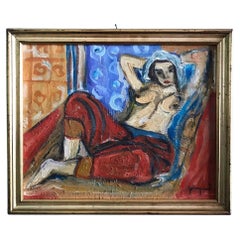 Peinture contemporaine, Artiste français, Odalisque de style Matisse