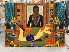 Contemporary Painting of a Female Nude with Lenny Kravitz