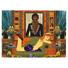 Contemporary Painting of a Female Nude with Lenny Kravitz