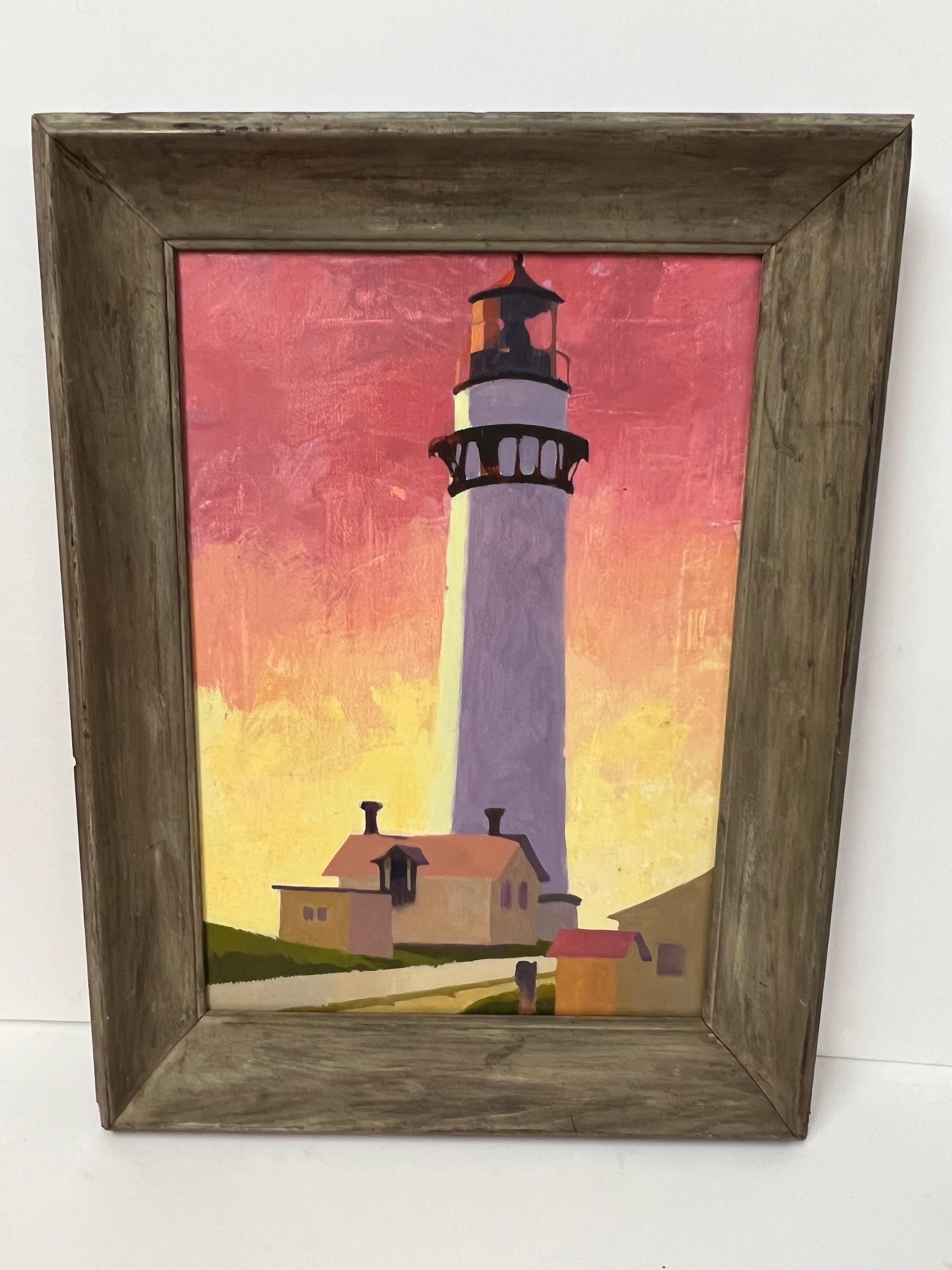 Contemporary Painting of a Lighthouse im Zustand „Gut“ im Angebot in Redding, CT