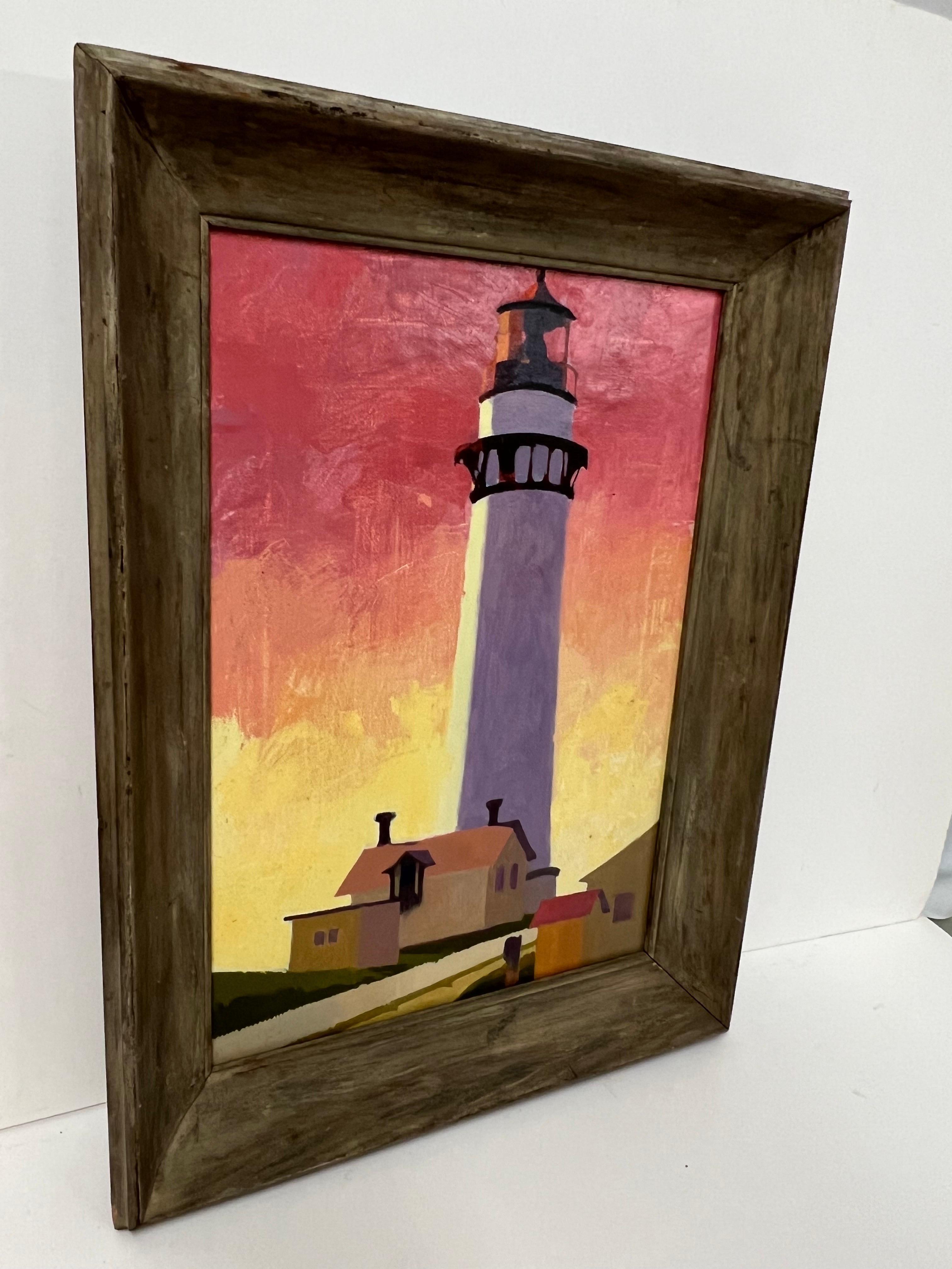 Contemporary Painting of a Lighthouse (Leinwand) im Angebot