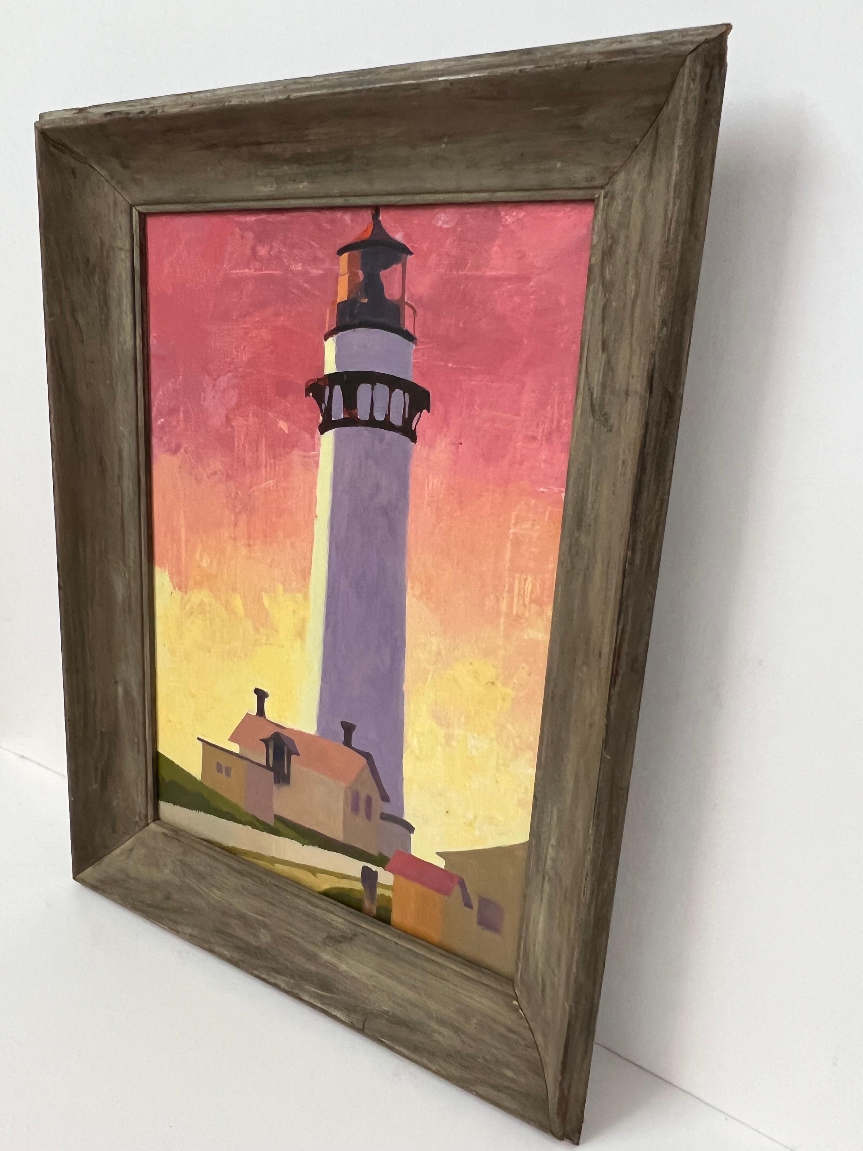 Contemporary Painting of a Lighthouse im Angebot 1