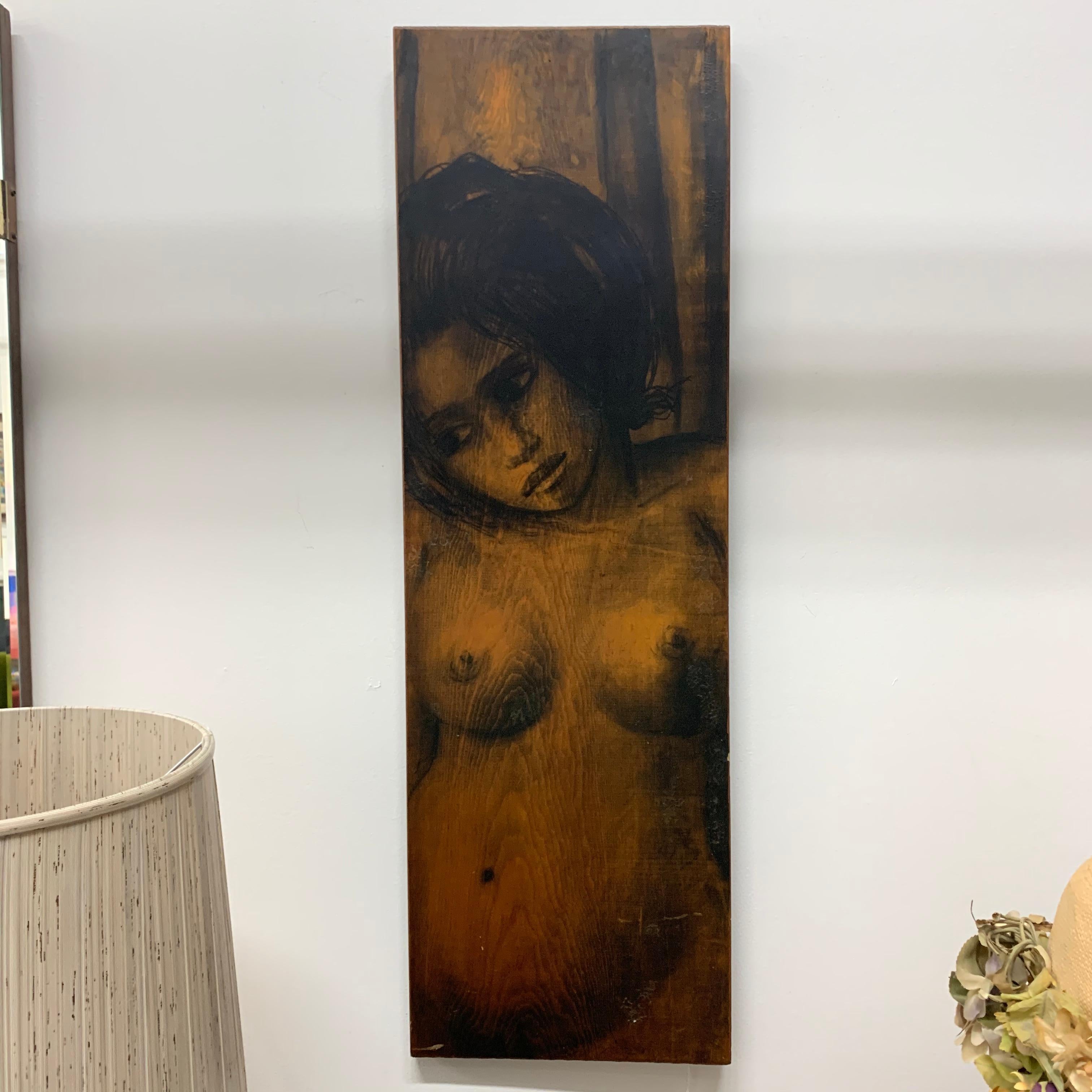 Modern Oil on Wood Painting of Nude Woman 5