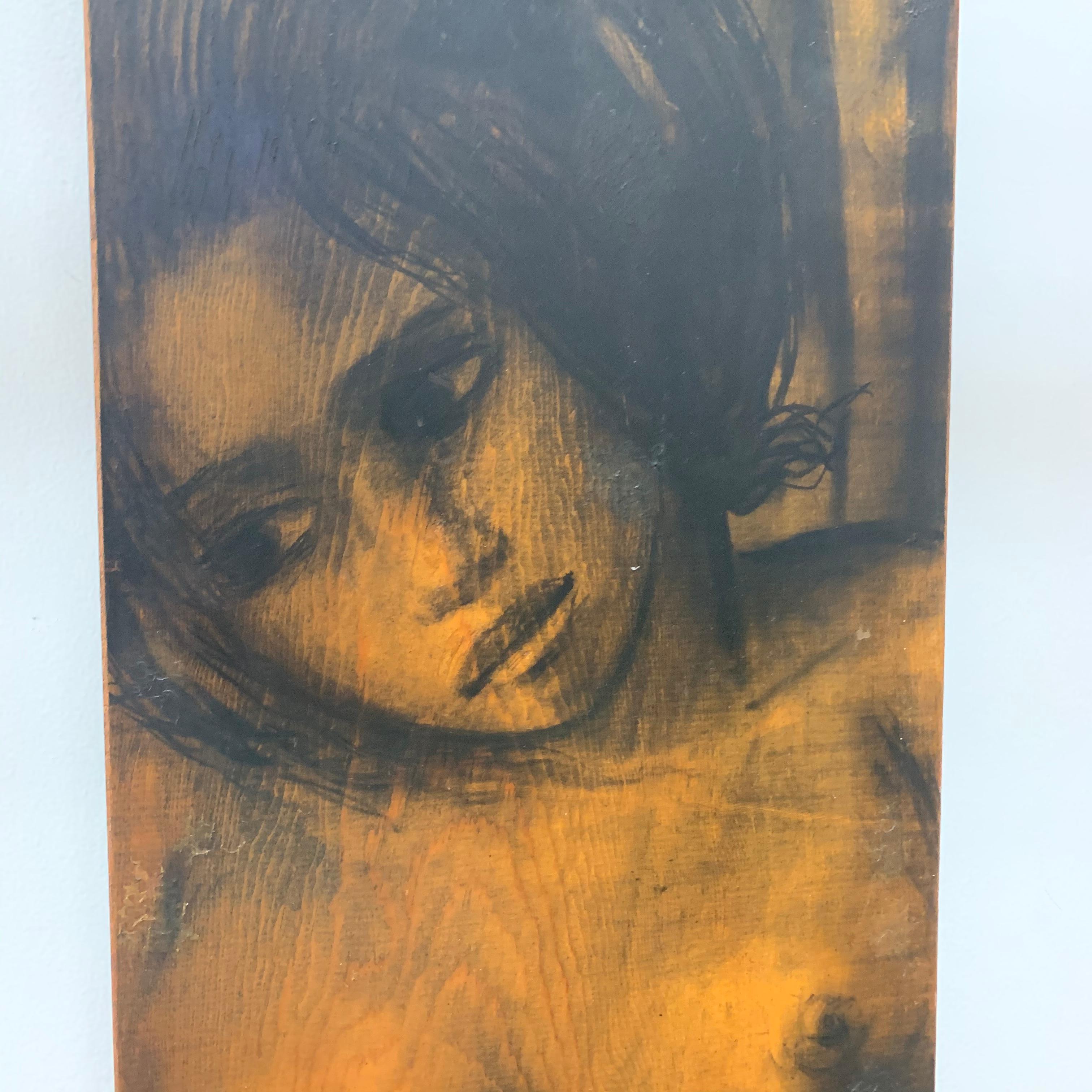 Modern Oil on Wood Painting of Nude Woman 6