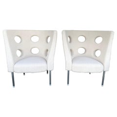 Contemporary Pair of Armchairs Bouclé Fabric by Paolo Rizzatto, Italy