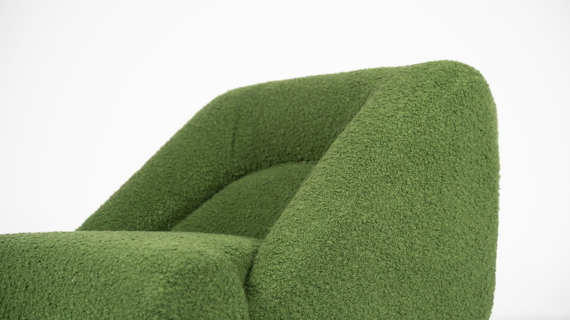 Pareja de sillones contemporáneos con otomana, tapicería verde, Italia 4