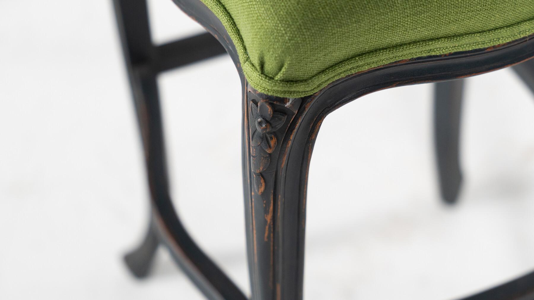 Contemporary  Bar Stool  Louis XV Style, Green Fabric, Belgium For Sale 6