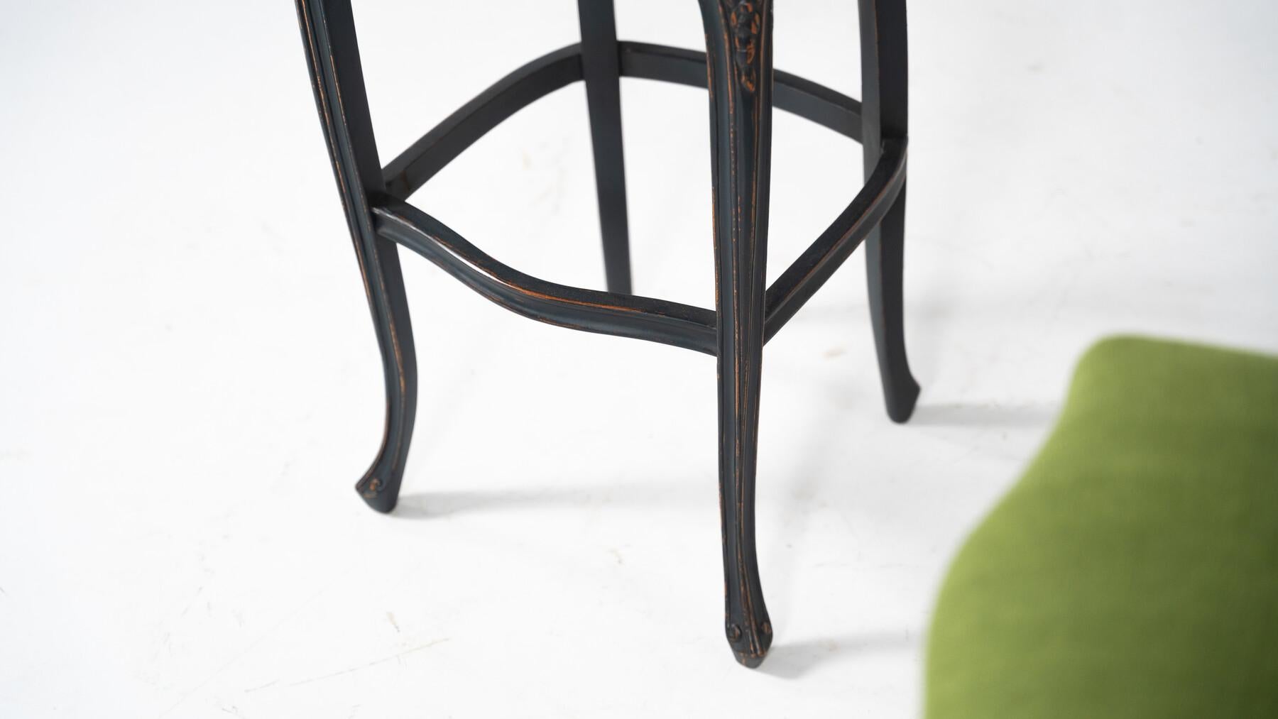 Contemporary  Bar Stool  Louis XV Style, Green Fabric, Belgium For Sale 5