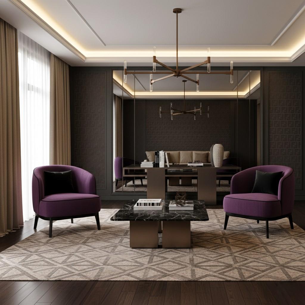 Zeitgenössisches Paar Faßsessel aus Auberginen-Samt - Mondo Design Studio (Moderne) im Angebot