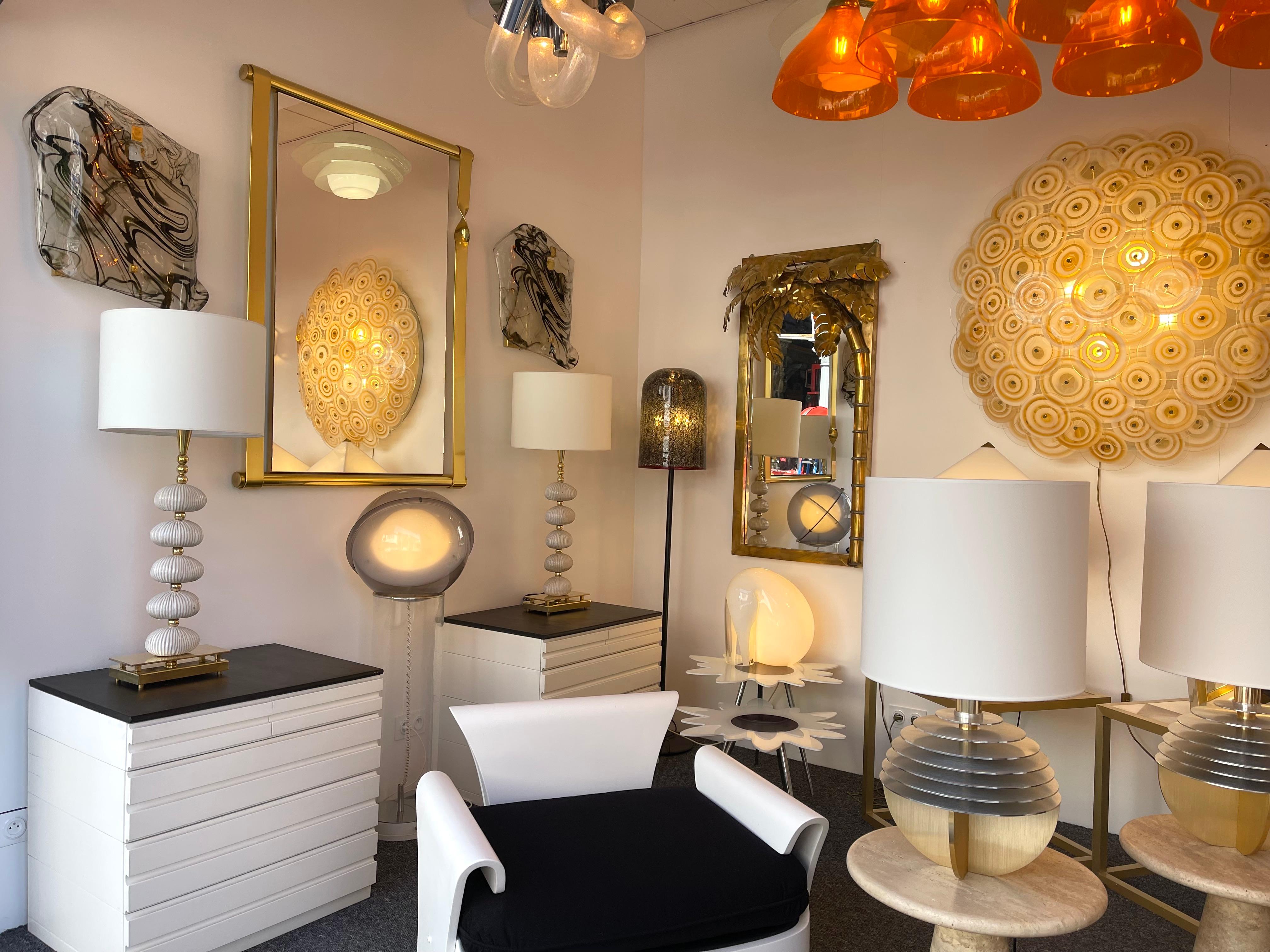 XXIe siècle et contemporain Paire de lampes contemporaines en laiton et céramique, Italie en vente