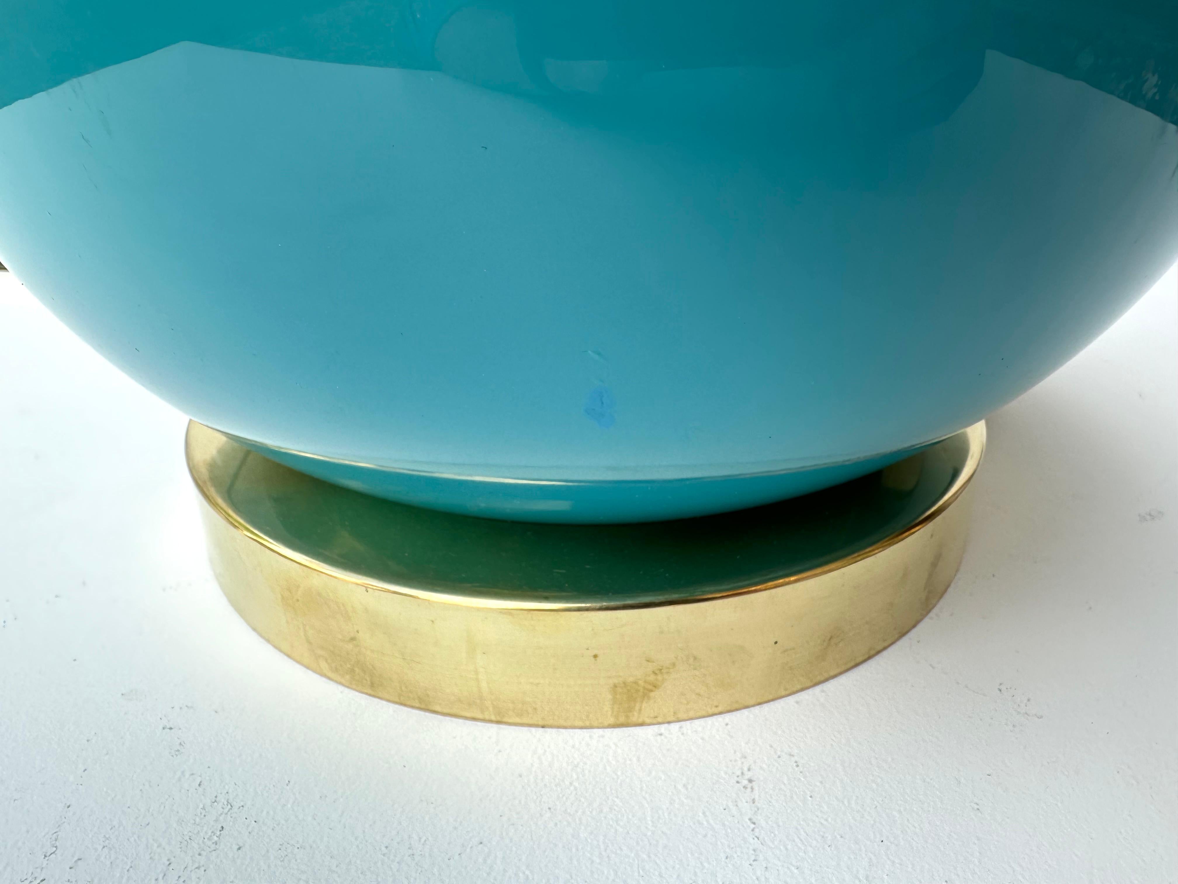 Contemporary Pair of Brass and Colored Bulb Murano Glass Lamps, Italy For Sale 2
