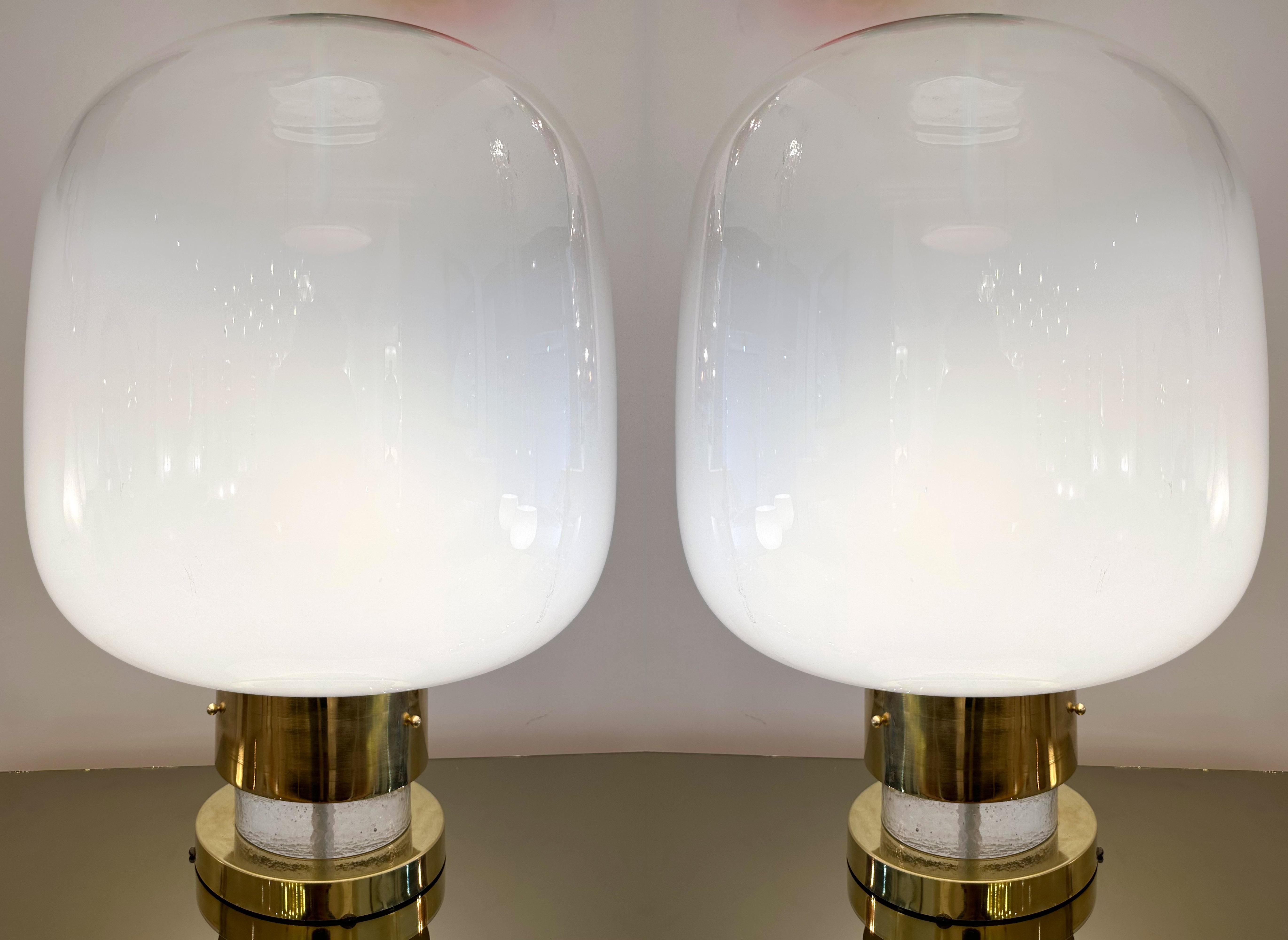 Contemporary Pair of Brass and Murano Glass Bubble Balloon Lamps, Italy For Sale 7